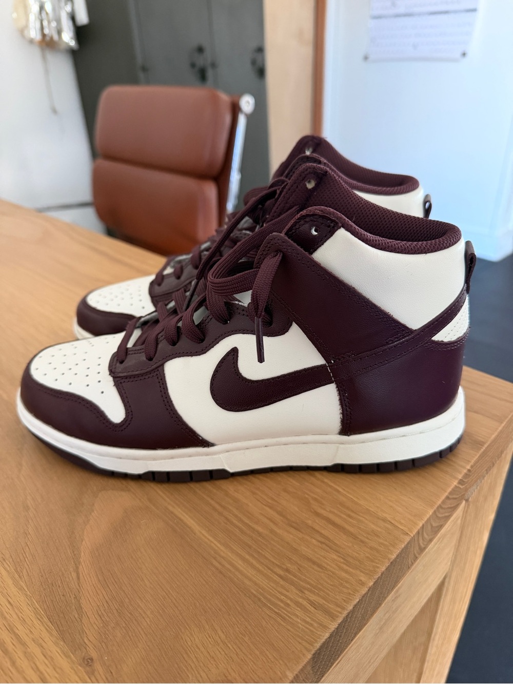 Nike High-Top Sneakers in Maroon & Cream